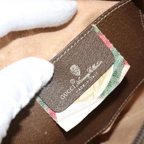 GUCCI GG Supreme Web Sherry Line Shoulder Bag PVC Beige - Picture 13 of 16